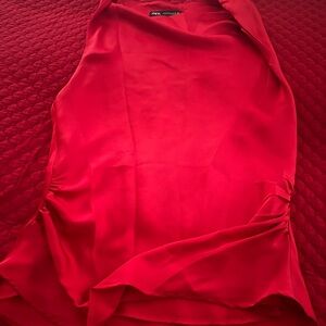 Zara Vibrant Red Sleeveless Blouse